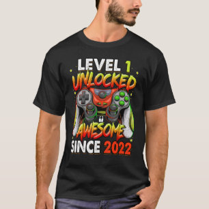 Camiseta Nível 1 Desbloqueado Incrível Desde 2022 1.º Anive