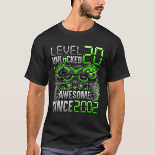 Camiseta Nível 20 Desbloqueado Incrível Desde o Aniversário