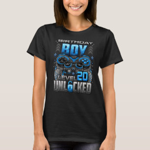 Camiseta Nível 20 Desbloqueado Incrível Desde o Aniversário