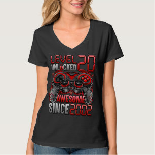 Camiseta Nível 20 Desbloqueado Incrível Desde o Aniversário