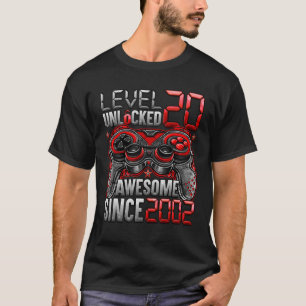Camiseta Nível 20 Desbloqueado Incrível Desde o Aniversário