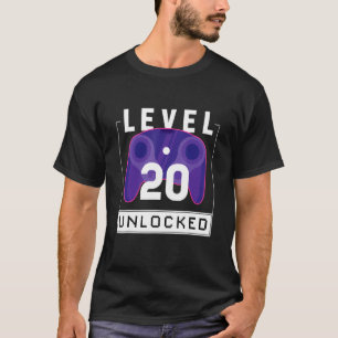 Camiseta Nível 20 Jogador de 20 desbloqueado Aniversário 1