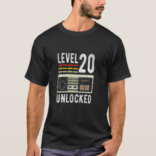 Camiseta Nível 20 Vídeo jogador de jogos de aniversário des