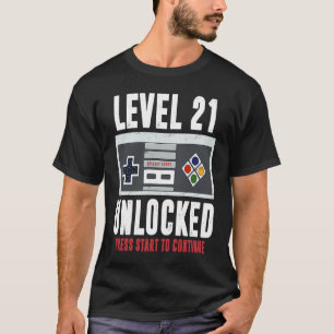 Camiseta Nível 21 aniversário de 21 anos de Jogador de 21 A