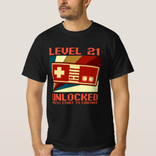 Camiseta NÍVEL 21 DESBLOQUEADO 21 Jogador de Presente de A