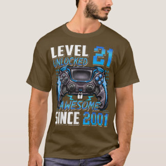 Camiseta Nível 21 Desbloqueado Incrível Desde a aniversário