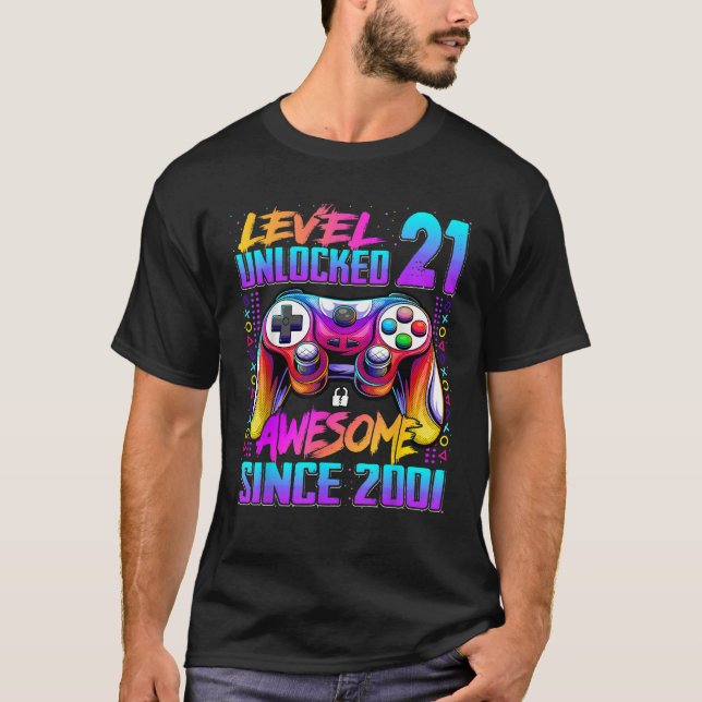 Camiseta Nível 21 Desbloqueado Incrível Desde a aniversário (Frente)