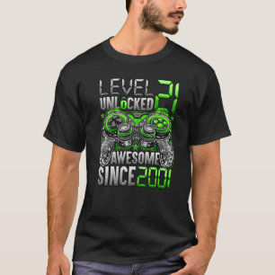 Camiseta Nível 21 Desbloqueado Incrível Desde a aniversário