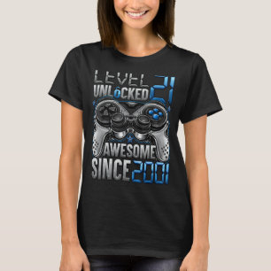 Camiseta Nível 21 Desbloqueado Incrível Desde a aniversário