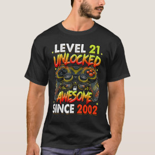 Camiseta Nível 21 Desbloqueado Incrível Desde o aniversário