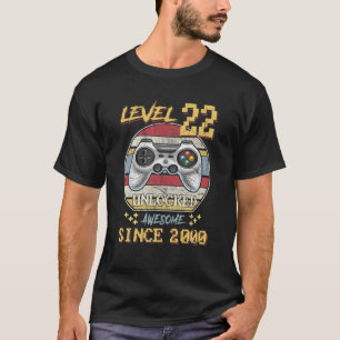 Camiseta Nível 22 Aniversário Desbloqueado 22 Anos Sis In