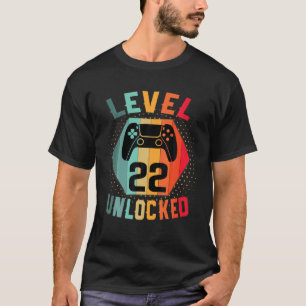 Camiseta Nível 22 Birthday Vintage Gamer 22º Nascimento Des