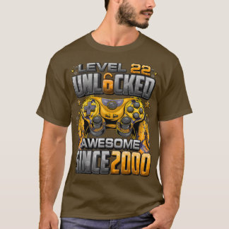 Camiseta Nível 22 Desbloqueado Incrível Desde 2000 22º Aniv
