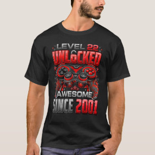 Camiseta Nível 22 Desbloqueado Incrível Desde 2001 22º Aniv