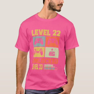 Camiseta Nível 22 Nível 23 Desbloqueado Carregando 22 Anos 