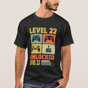 Camiseta Nível 22 Nível 23 Desbloqueado Carregando 22 Anos 