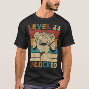 Camiseta Nível 23 Desbloqueado 23º Aniversário Gamer 23 Ano