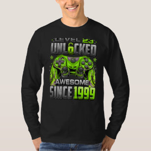 Camiseta Nível 23 Desbloqueado Incrível Desde 1999 23º Aniv