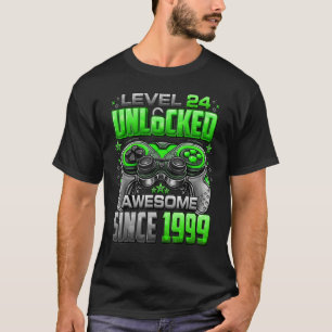 Camiseta Nível 24 Desbloqueado Incrível Desde 1999 24.º Ani