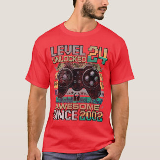 Camiseta Nível 24 Desbloqueado Incrível Desde o 24º Anivers