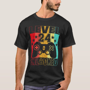 Camiseta Nível 24 Homens Do Bday 24 Anos Desbloqueados 24 A