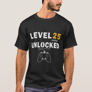 Camiseta Nível 25 25 de Aniversário do Jogador de Vídeo Des