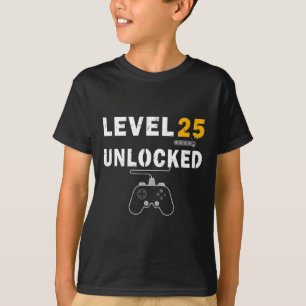Camiseta Nível 25 25 de Aniversário do Jogador de Vídeo Des