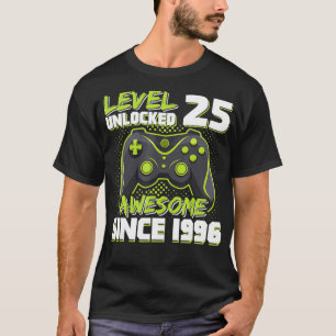 Camiseta Nível 25 Desbloqueado Incrível Desde 1996 Gamer
