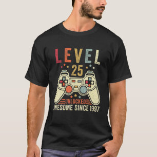 Camiseta Nível 25 Desbloqueado Incrível Desde 1997 Jogado