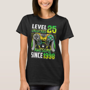 Camiseta Nível 25 Desbloqueado Incrível Desde 1998 25 Anive