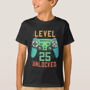 Camiseta Nível 25 Desbloqueado Presentes de Aniversário de