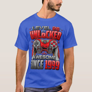 Camiseta Nível 26 Desbloqueado Incrível Desde 1999 Aniversá