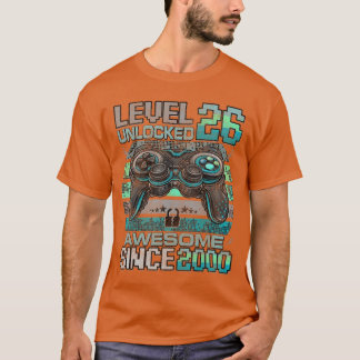 Camiseta Nível 26 Desbloqueado Incrível Desde 2000 Aniversá