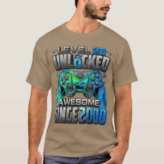 Camiseta Nível 26 Desbloqueado Incrível Desde 2000 Aniversá