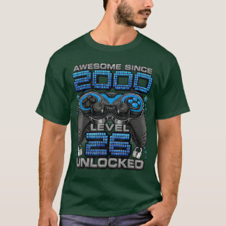 Camiseta Nível 26 Desbloqueado Incrível Desde 2000 Aniversá