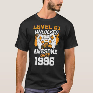 Camiseta Nível 27 Desbloqueado Incrível Desde 1996 Vídeo Ga