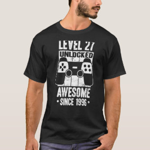 Camiseta Nível 27 Desbloqueado Incrível Desde 1996 Vídeo Ga