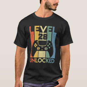 Camiseta Nível 28 Aniversário Desbloqueado Com 28 Anos É