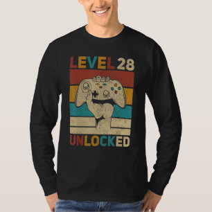 Camiseta Nível 28 Desbloqueado 28º Aniversário Gamer 28 Ano