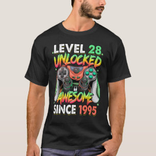 Camiseta Nível 28 Desbloqueado Incrível Desde 1995 28º Aniv