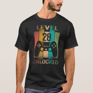 Camiseta Nível 28 Desbloqueado Vídeo Gamer 28 Anos 28 Bi