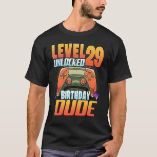 Camiseta Nível 29 Criança de Aniversário Desbloqueada Dude 