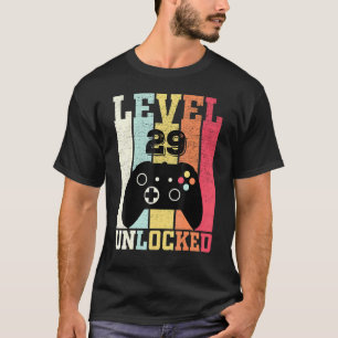 Camiseta Nível 29 Vídeo Gamer 29º aniversário desbloqueado