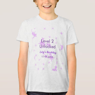 Camiseta Nível 2 desbloqueado adicionar data do nome de ani