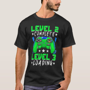 Camiseta Nível 2 segundo aniversário de jogador de vídeo co