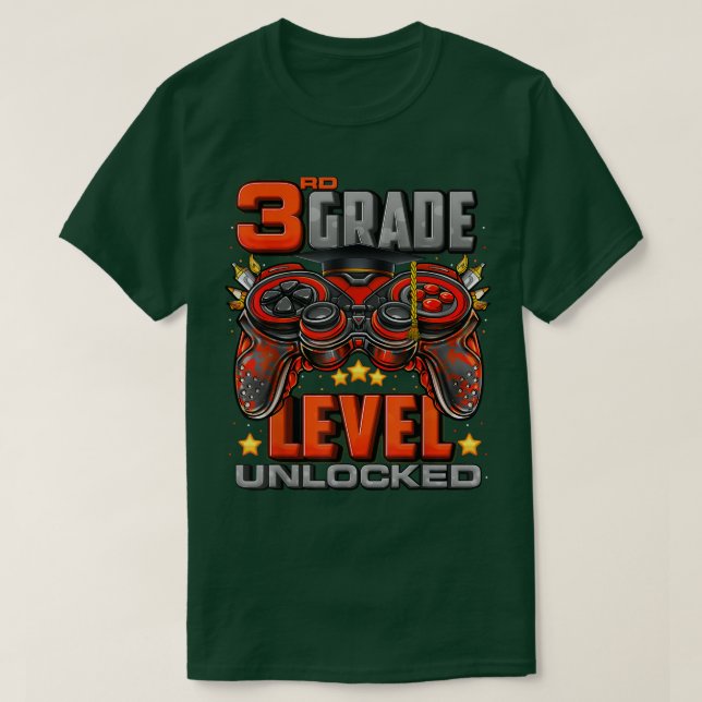 Camiseta Nível 3º Desbloqueado De Volta À Escola 3º (Frente do Design)