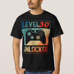Camiseta Nível 30 desbloqueado, 30 de jogos de vídeo, parab