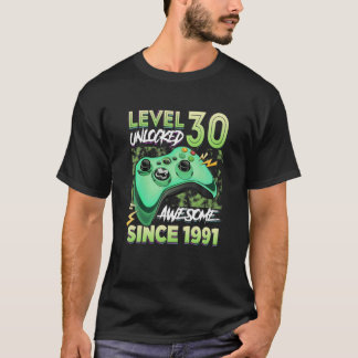 Camiseta Nível 30 Desbloqueado Incrível 1991 30 do jogo de 