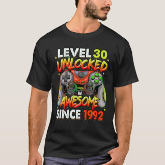 Camiseta Nível 30 Desbloqueado Incrível Desde 1992 aniversá