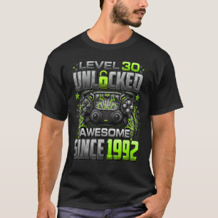 Camiseta Nível 30 Desbloqueado Incrível Desde 1992 aniversá
